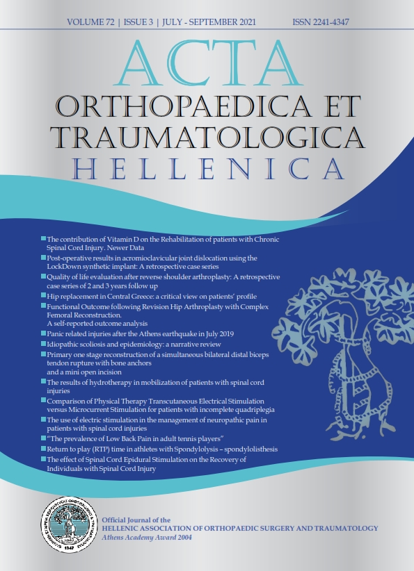 					View Vol. 72 No. 3 (2021): Acta Orthopaedica et Traumatologica Hellenica
				